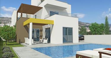 Villa with a swimming pool and a panoramic view near the sea, Paphos, Cyprus