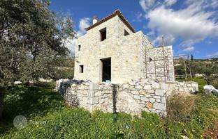 Stone unfinished cottage with sea and mountain views in Messinia, Peloponnese, Greece for 270,000 €