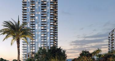 New high-rise residence Valo with a swimming pool and a garden, Dubai Creek Harbour, Dubai, UAE