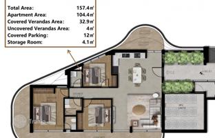 3-bedroom apartment in new building in Paphos for 490,000 €