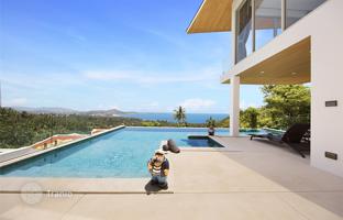 Furnished villa with a swimming pool and a picturesque view of the sea, Samui, Thailand for $477,000